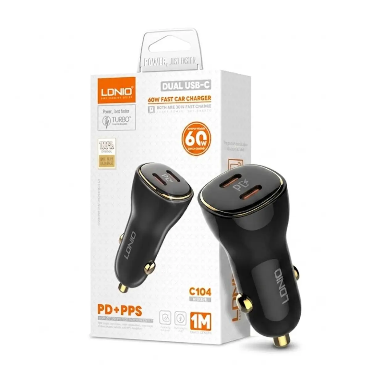 LDNIO C104 60w Dual PD Port Super Fast Charging Car Charger - image 1 of 1
