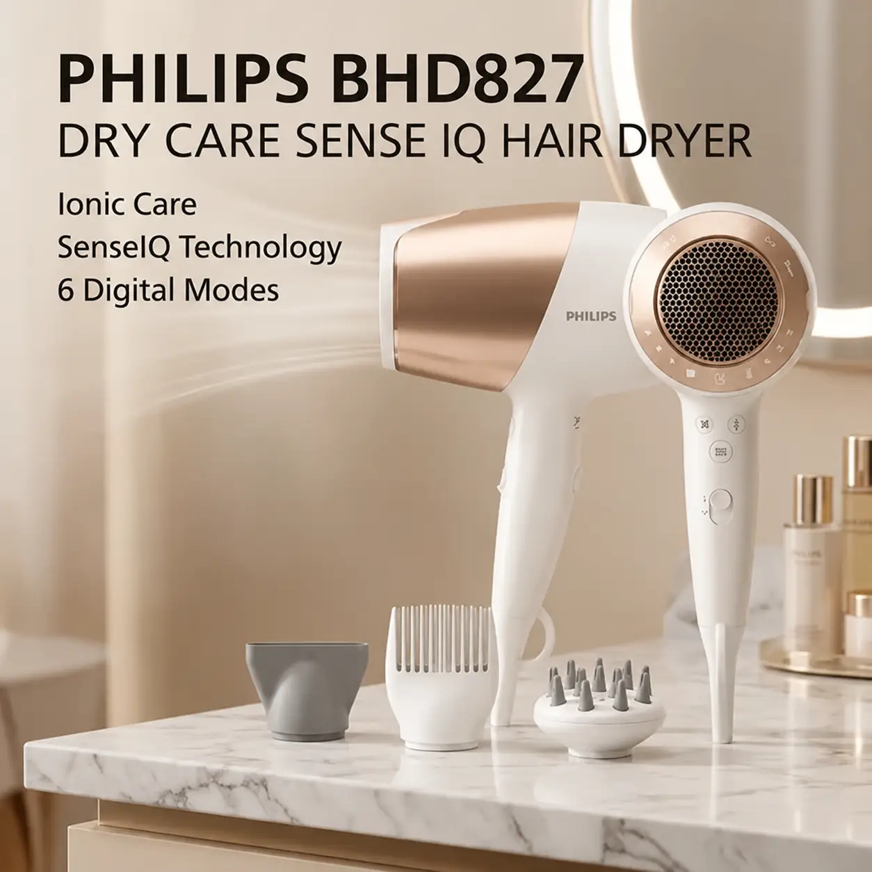 Philips BHD827 Dry Care Sense IQ Hair Dryer - image 1 of 1