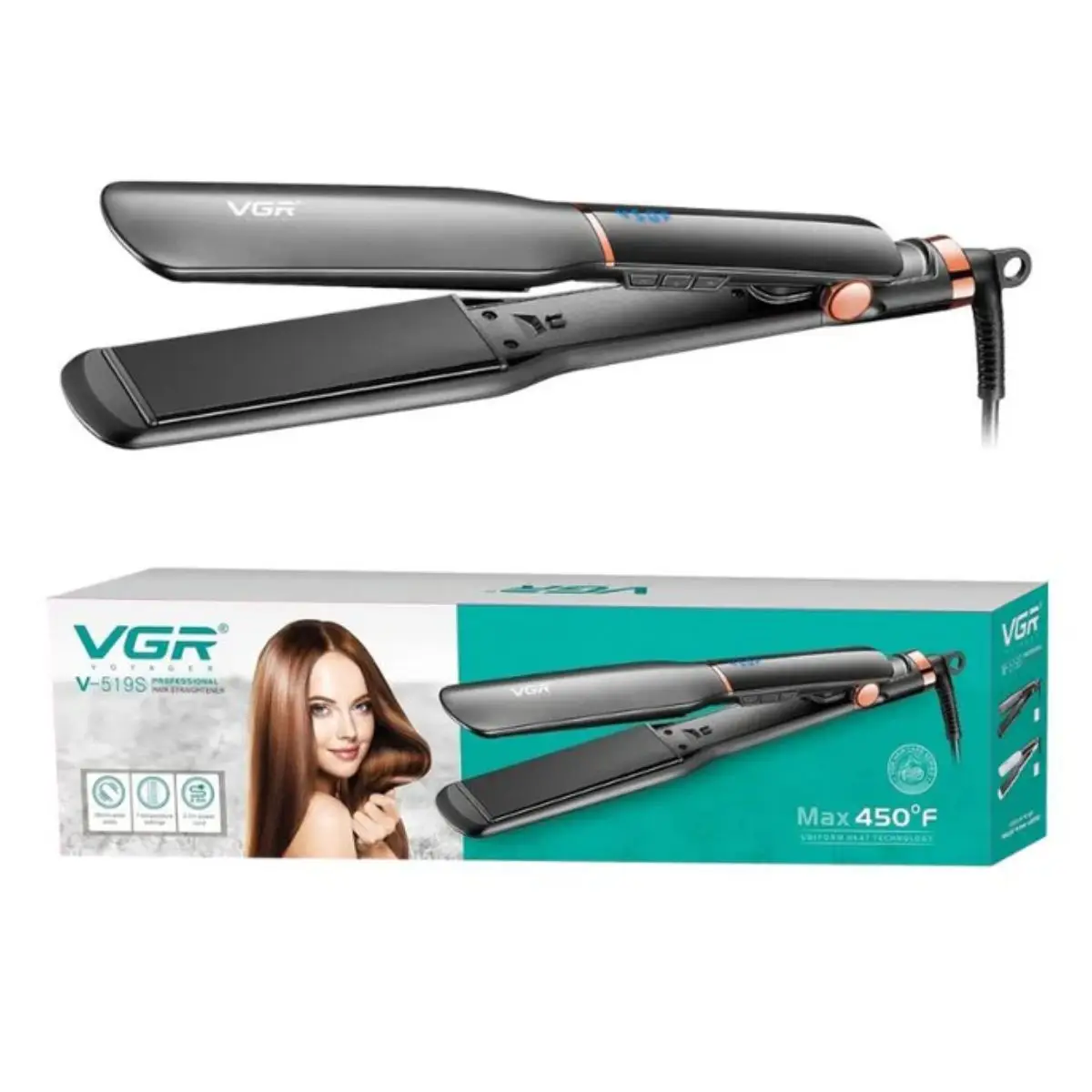 VGR V-519S Professional Hair Straightener 38mm Ceramic Plates - image 1 of 1