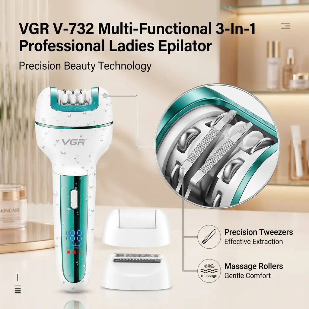 VGR V-732 Multi-Functional 3-In-1 Professional Ladies Epilator - image 1 of 1