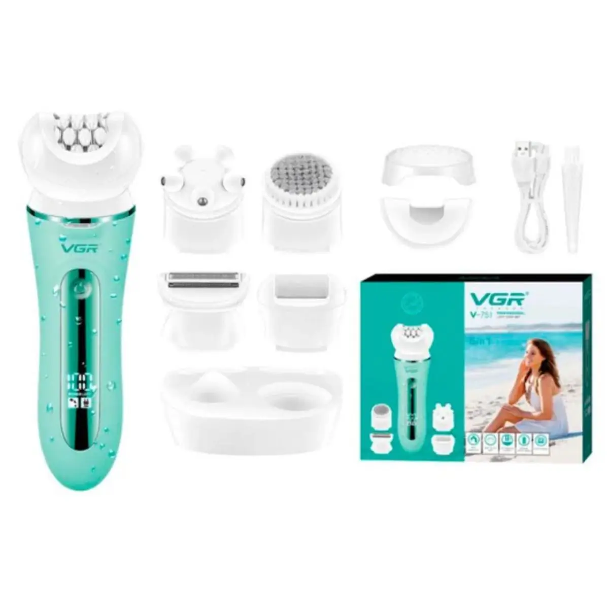 VGR V-751 5-in-1 Professional Lady Care with IPX6 LED Display Epilator - image 1 of 1