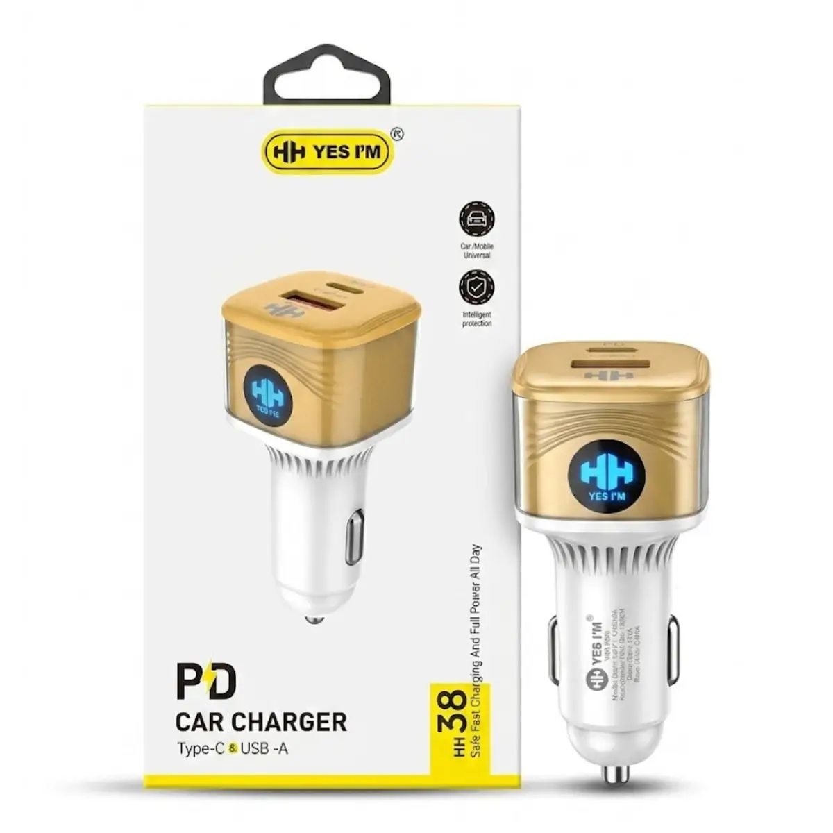 HH38 Dual-Port Type-C & USB-A Fast Car Charger - image 1 of 1